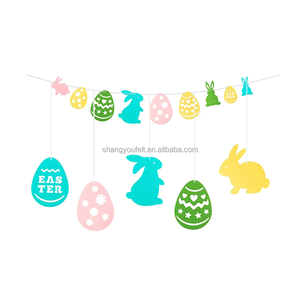 Felt Easter Bunny And Egg Banner Easter Hanging Decoration