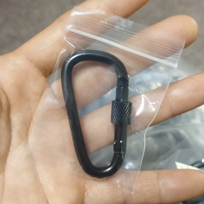 CBS-6# spring aluminum carabiners clip 6# D shape locking small snap hook for backpack with lock quick hanging Nuts buckle