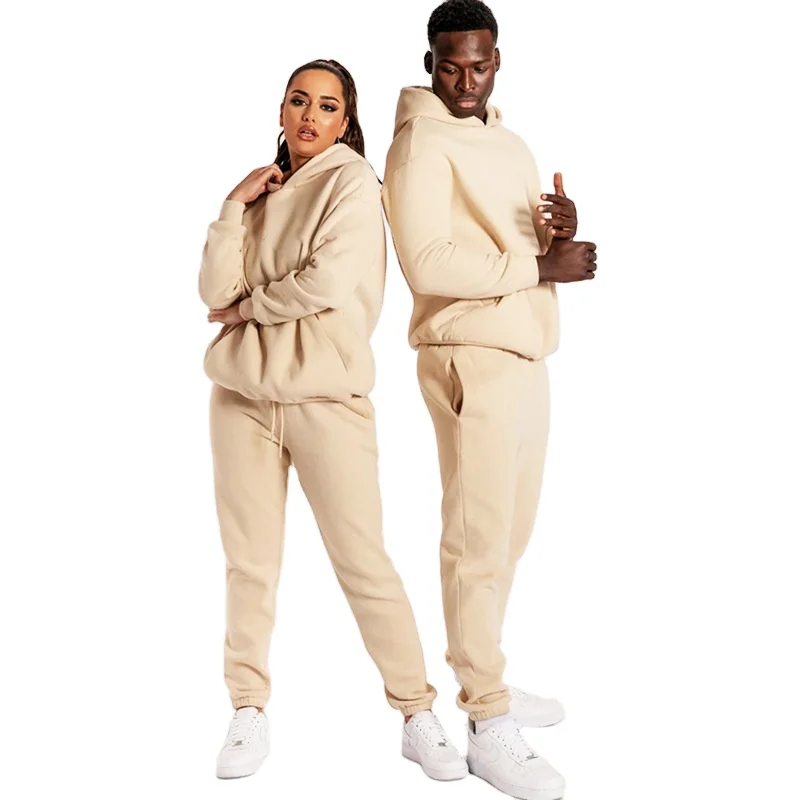 Custom Logo Blank Pullover Mens Sweat suit with Hoodie Cotton Plain Slim Fit Jogging Track Suits Men Sports  Wholesale