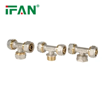 IFAN Factory Price PEX Fittings Brass Forged 1/2 3/4 1 Inch Thread Tee PEX Compression Fitting