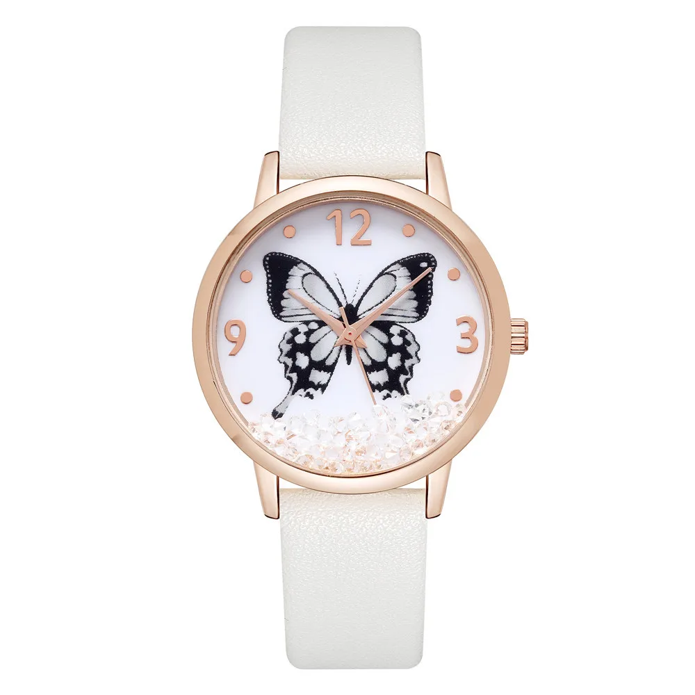 Hot popular Women Watches with bracelets Butterfly Luxury Ladies leather watches  lady fashion shenzhen wholesaler