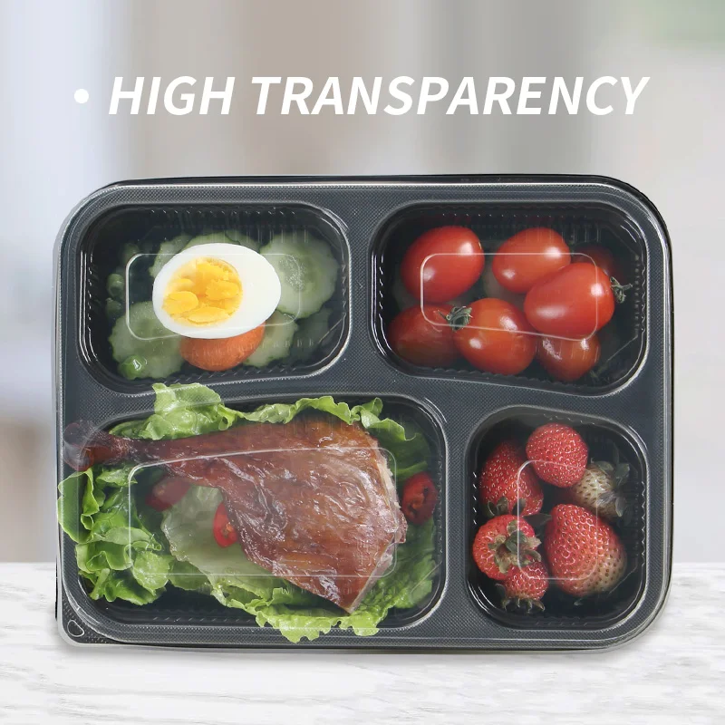 High Quality Leakproof 5 Compartment Bento Food Box With Clear Lid Reusable PP Microwaveable To Go Meal Prep Containers