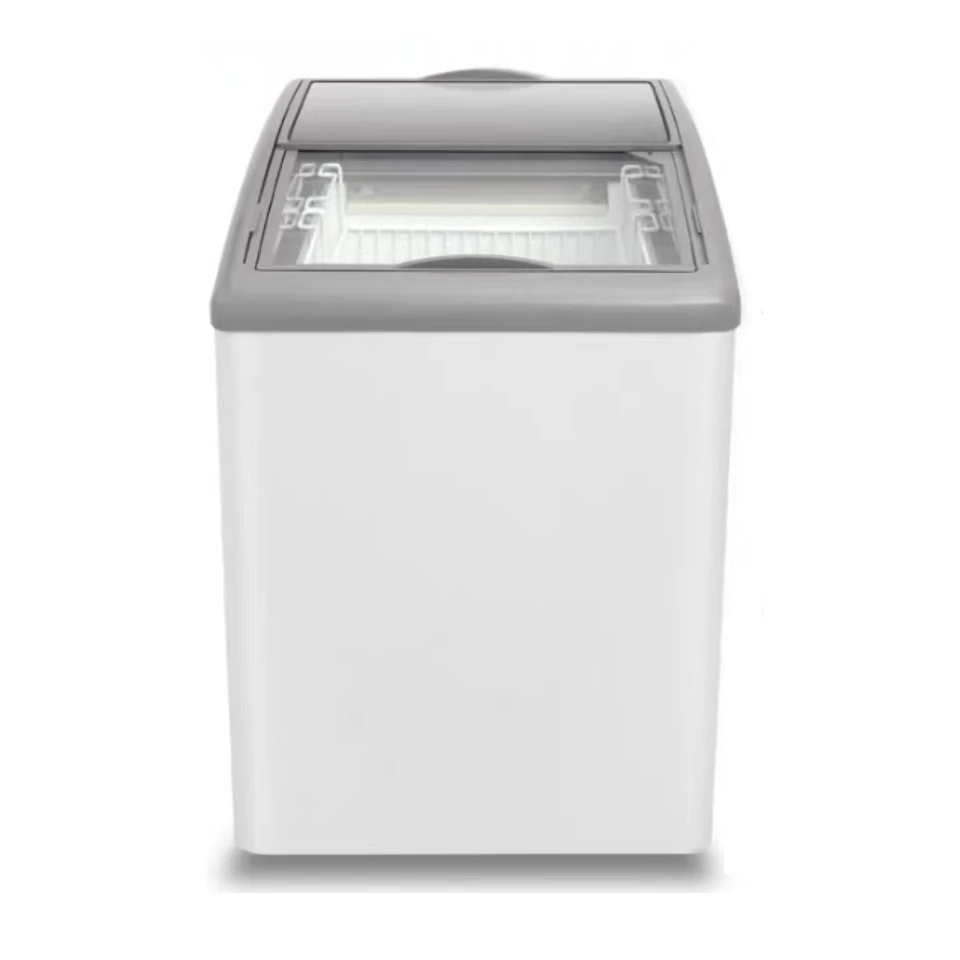 Hot Selling Commercial Curved Glass Top Chest Freezer for Sale Small Ice Cream Deep Freezers For Supermarket