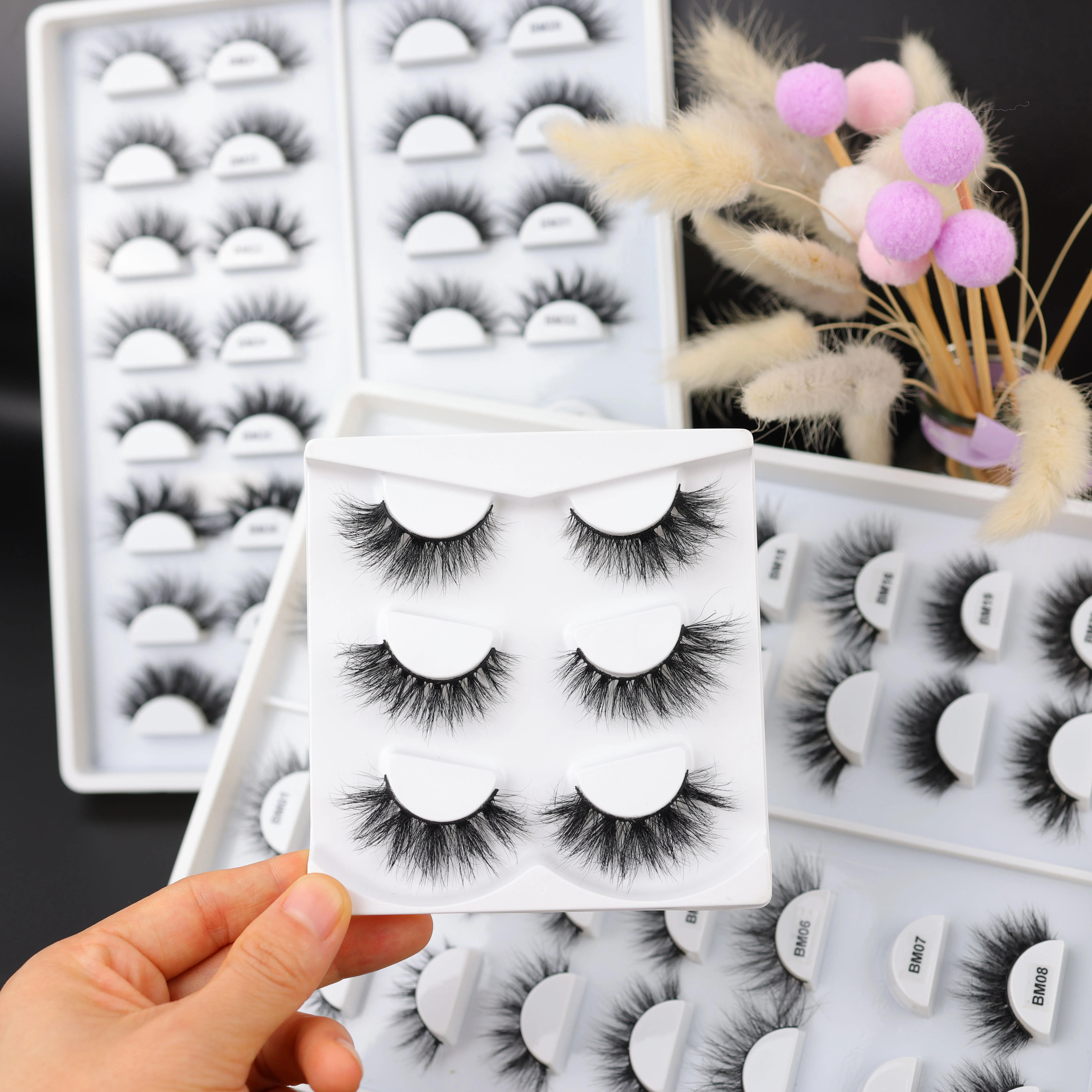 3D real mink eyelash private label full strip short real fur lashes custom packaging real mink eye lash wholesale