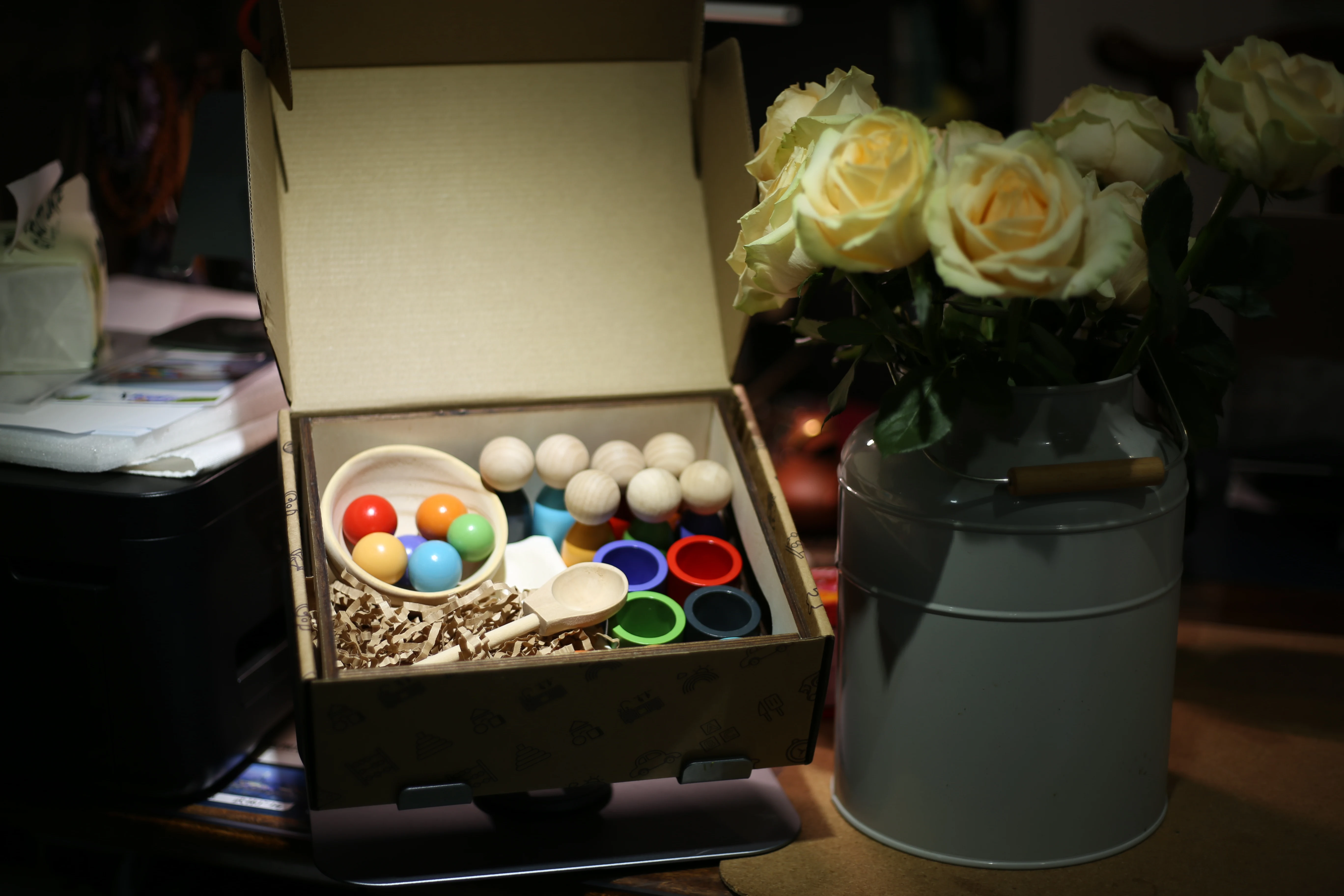 Interactive Baby And Toddler Toy Balls In Cups Montessori Toy with wood tray Wooden Sorter Game Educational toy for kids