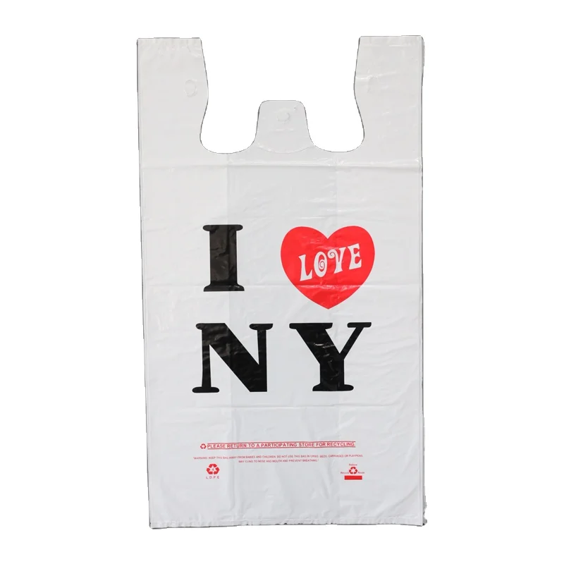 Custom Printed Custom Logo Plastic T-Shirt Bags Easy Open System Shopping Bag