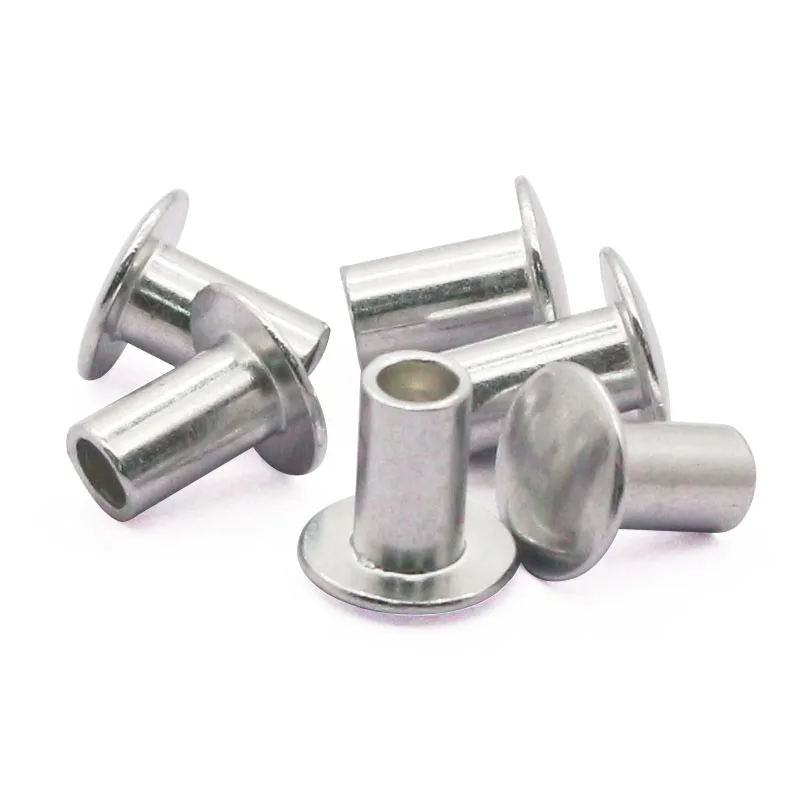 Professional Manufacturer aluminum semi tubular flat head rivet hollow head Semi-hollow footwear apparel rivets