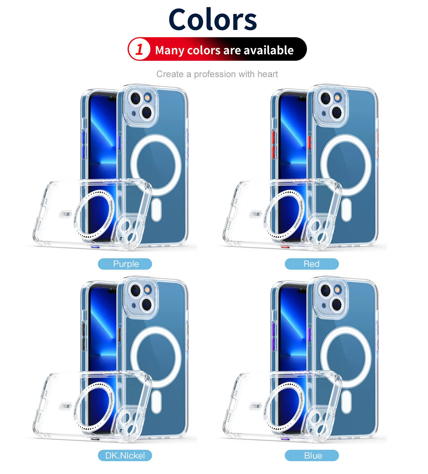New wholesale magnetic transparent shockproof Acrylic For iphone 11 12 13 cellphone case mobile case
