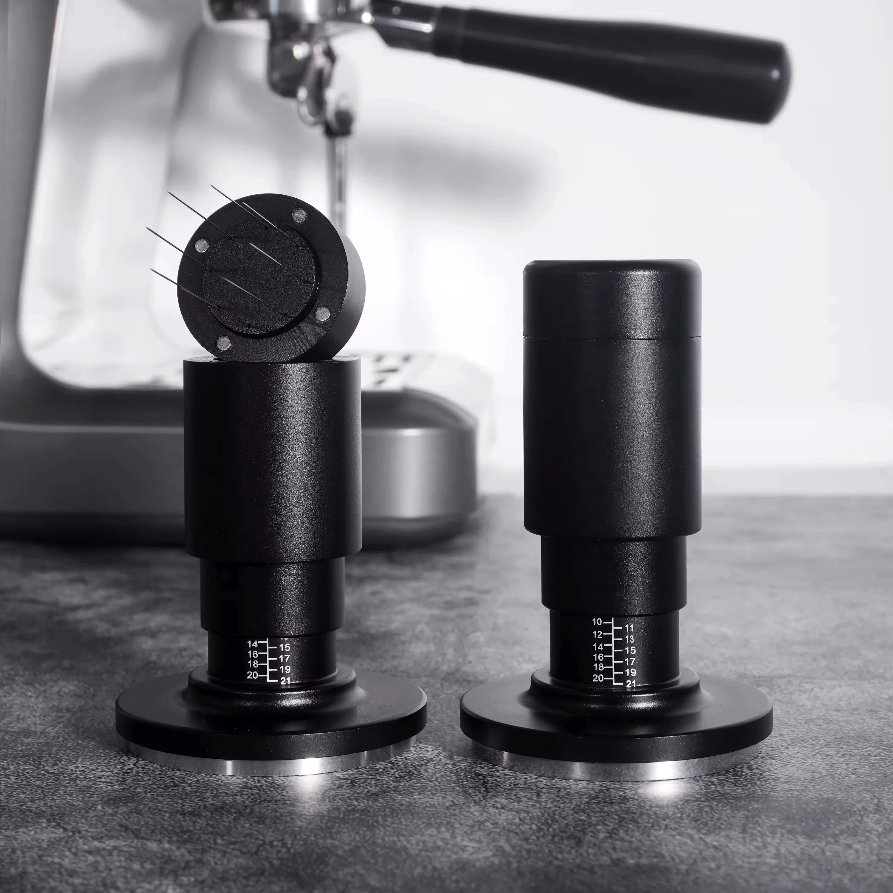 2 in 1 Constant Pressure Tamper 51mm 53mm 58mm Adjustable Height Barista Tools Espresso Coffee Tamper with WDT Tool