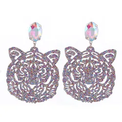2023 Custom Tiger Shape Fashion Glitter Resin Crystal Statement Earrings For Woem