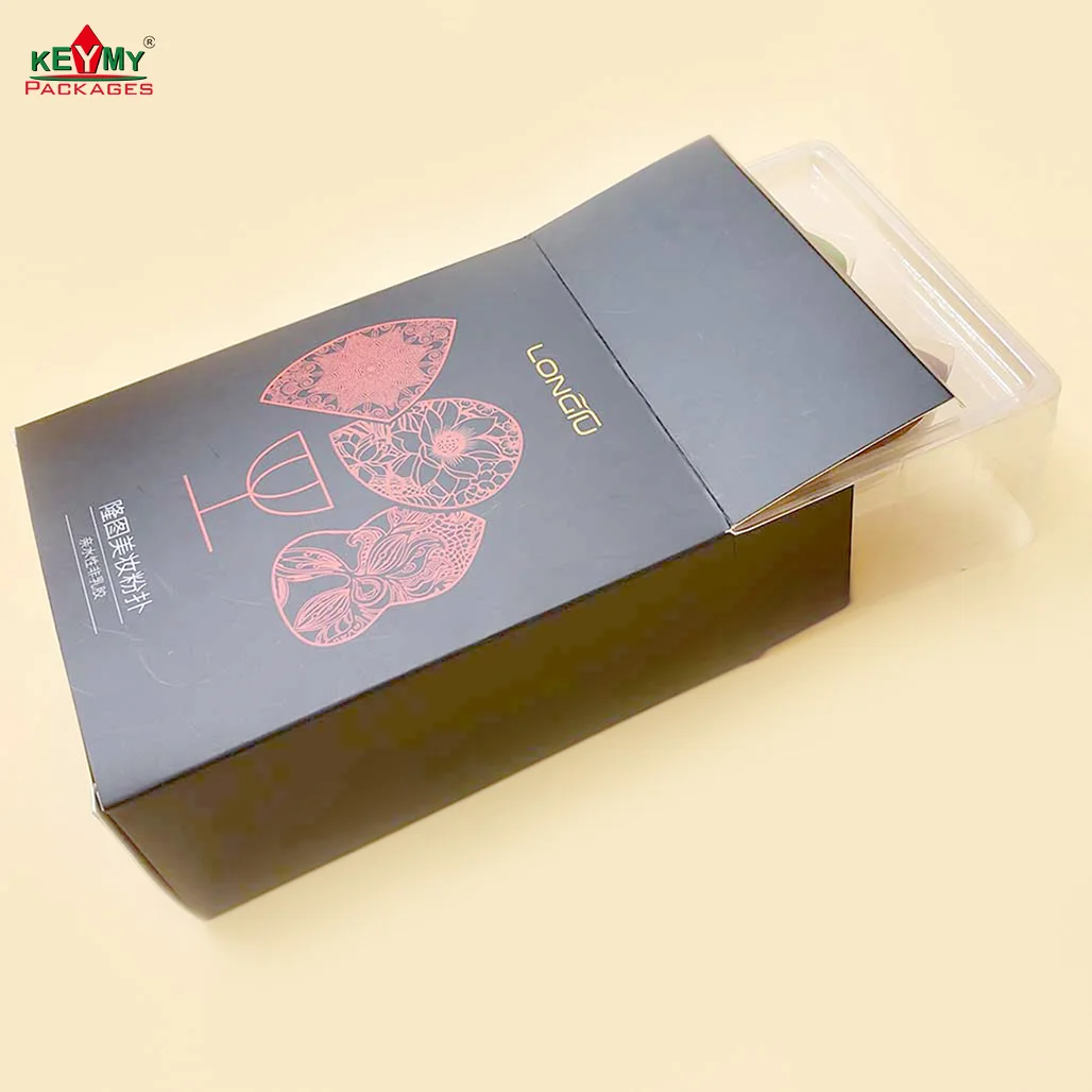 customize transparent blister box with lid for cosmetic products in Shenzhen in paper box