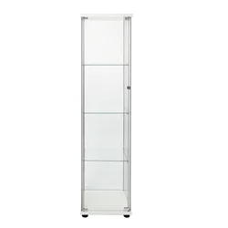 4-Shelf Glass door Cabinet tempered glass display cabinet for Living Room Bedroom Office