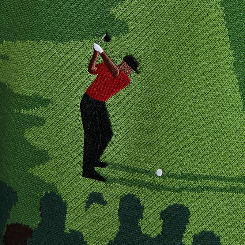 HUIFAN Custom Logo Men Sweater Jacquard Pattern knitwear Winter Cotton Knit Top Designer Crewneck Golf Knitted Sweater Men