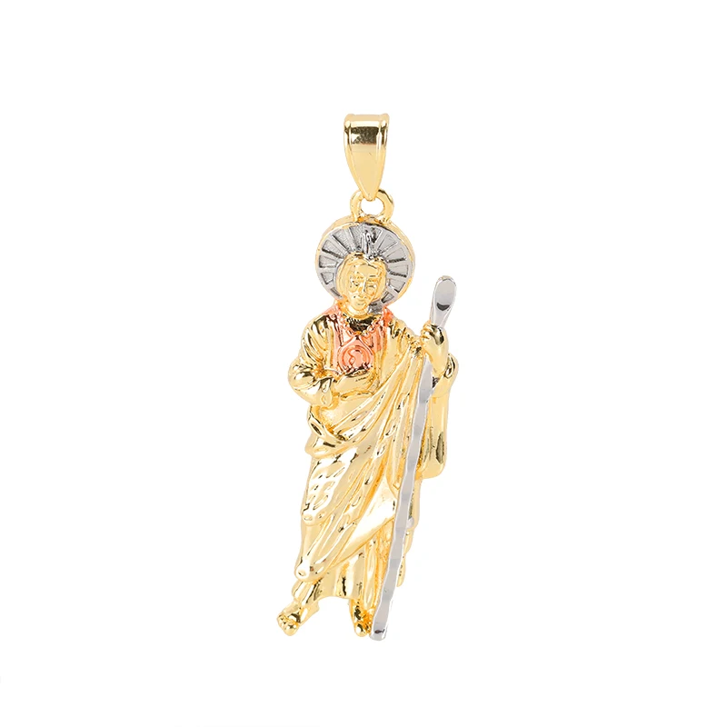 Tricolor san judas pendant oro laminado en joyeria 18k Religious jewelry