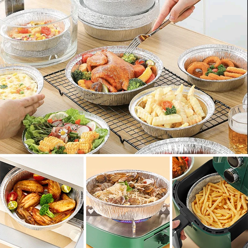 7/8/9 inch round foil pizza pan aluminium foil tray containers with lid