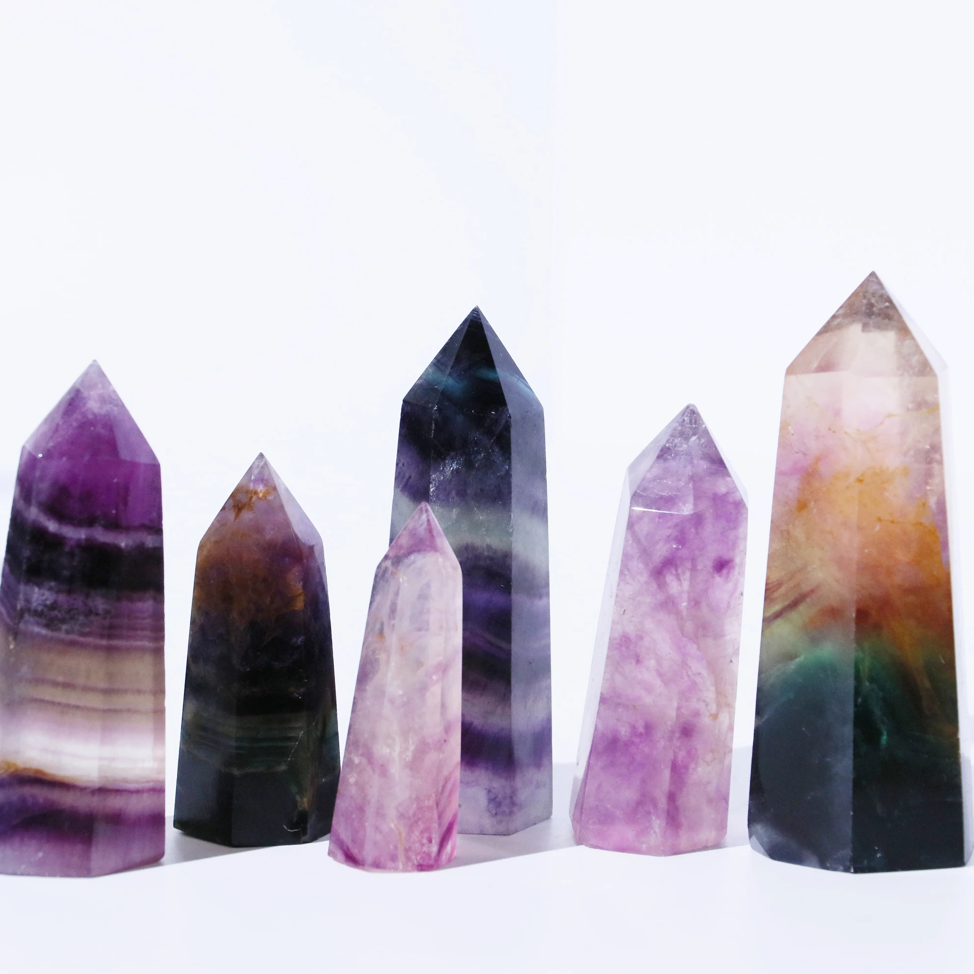 Wholesale natural healing crystal stone Lavender Fluorite Crystal Tower quartz column