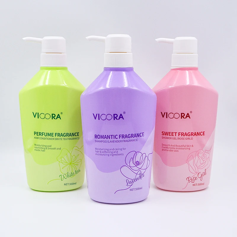 VICORA Rose Shower Gel Perfumed Bubble Cool Organic Bathroom Kit Hair Shampoo and Conditioner Body Wash