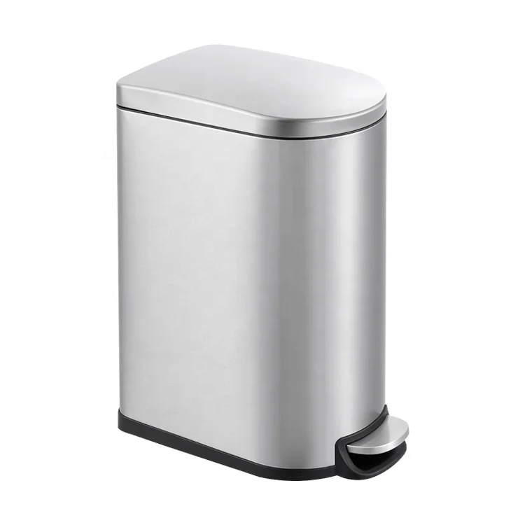 2021 Step Trash Can With Soft-Close Lid  Stainless Steel Cover 40L Waste Bin Foot pedal trash can