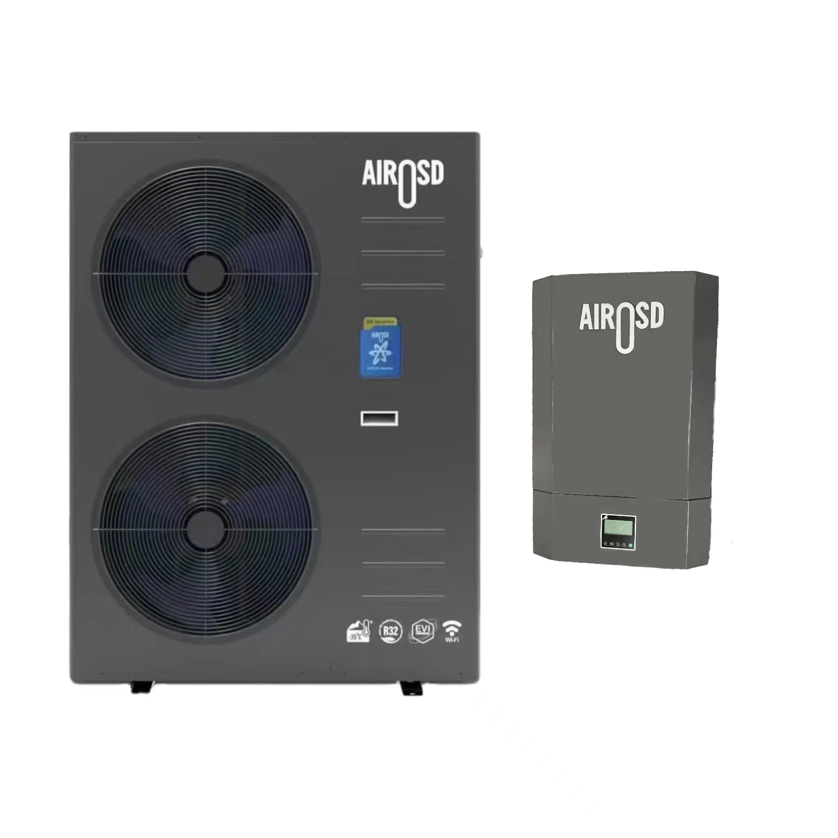 Airosd Heat Pump Wifi 9KW16KW18KW DHW Heating Cooling Air Source  Split R32 EVI DC Inverter Air to Water Heat Pump