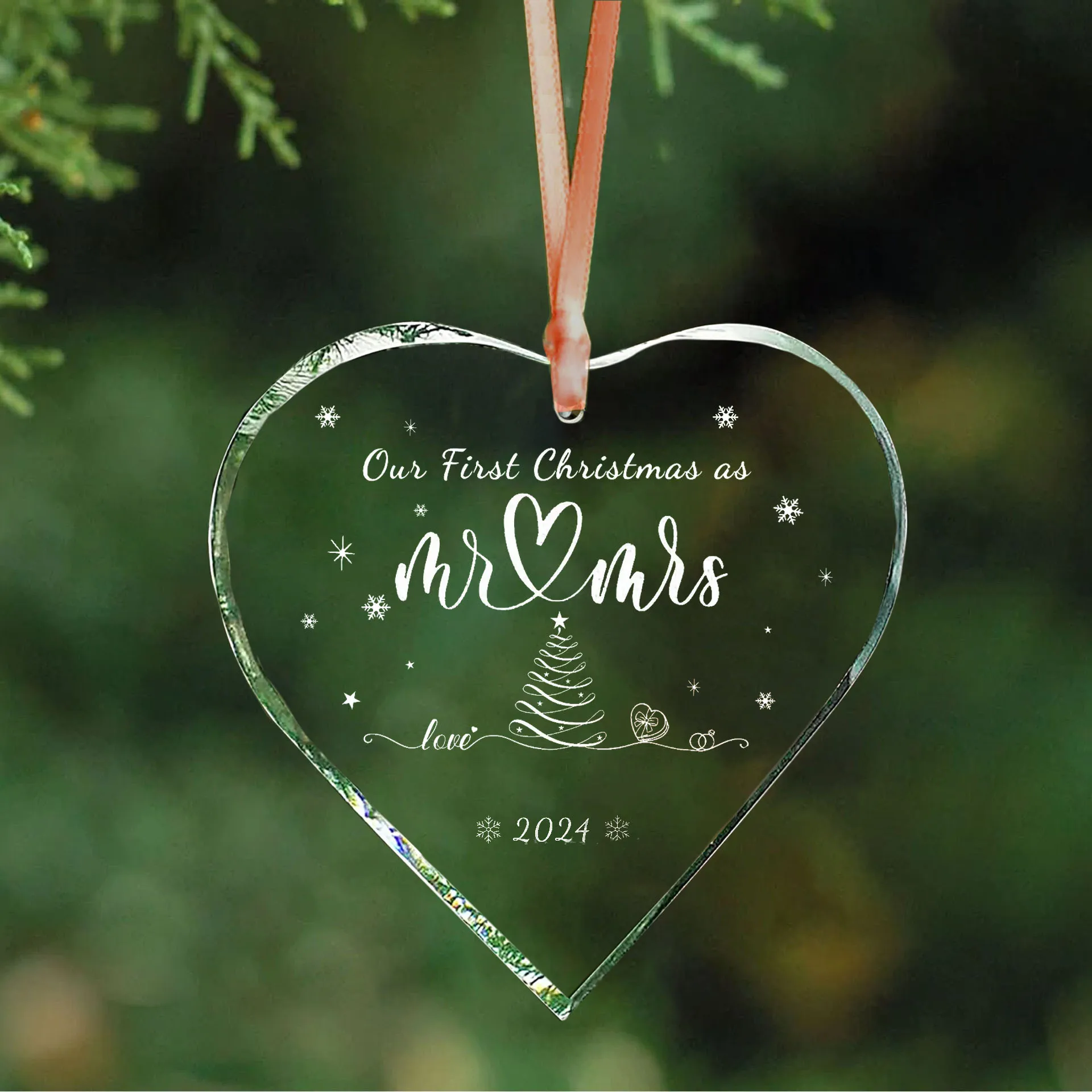 Factory Selling Wholesale BlankCustom Made Crystal Christmas Hanging Ornaments Decoration Gift Heart Shaped Glass Ornament