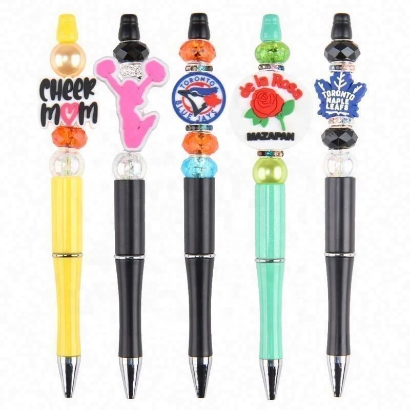 2023 custom high quality 3d pvc pen topper promotional focal beads for making tops accessories