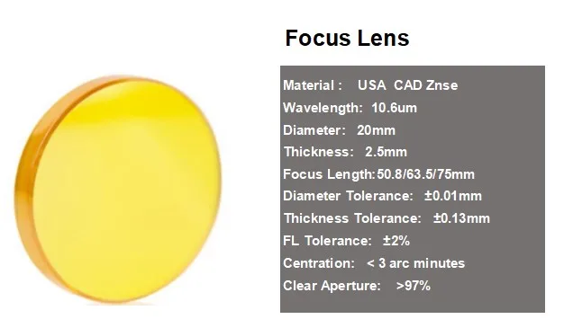 Lihua FACTORY CUSTOM OPTICAL CO2 LASER ZNSE LENS CVD ZNSE FOCUSING LENS FOR LASER CUTTING MACHINES