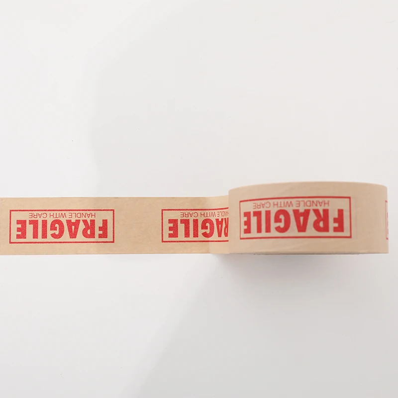 Custom Printed Kraft Paper Tape Self Adhesive Kraft Paper Tape Packing Fragile Tape Qr/Bar Code