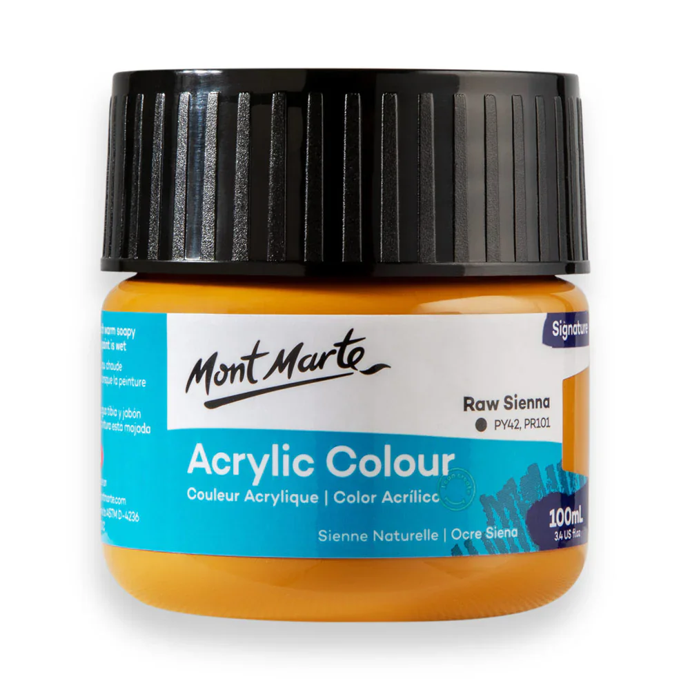 Mont Marte Acrylic Colour Paint 100ml - Raw Sienna artist acrylic paint