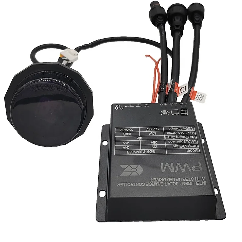 Wide PV Range Hybrid 12v 24v Small PWM Solar Street Light Controller with Built in Led Driver with Microwave Sensor