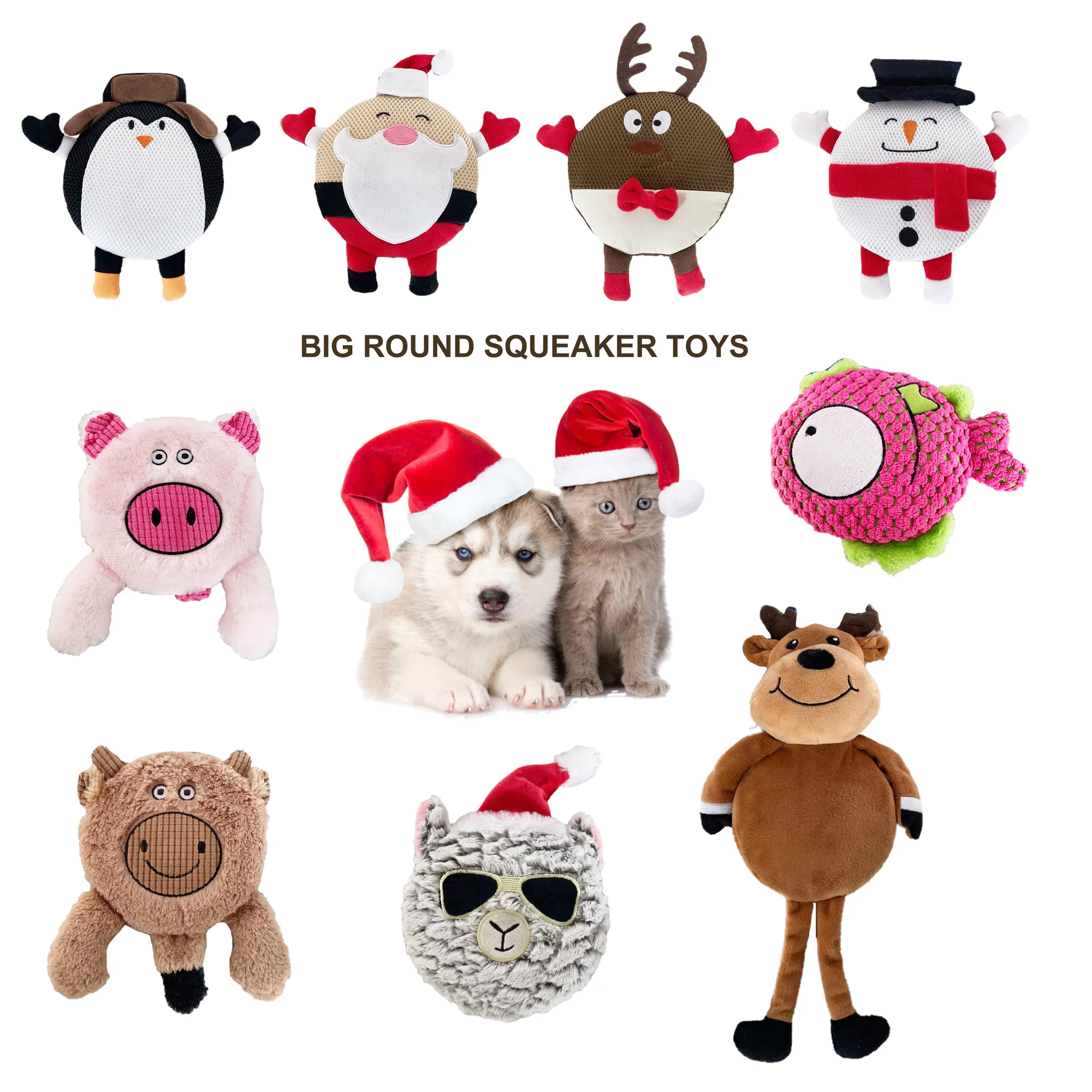 Factory cheap Plush Dog toys for Xmas fun Christmas dog toy collection