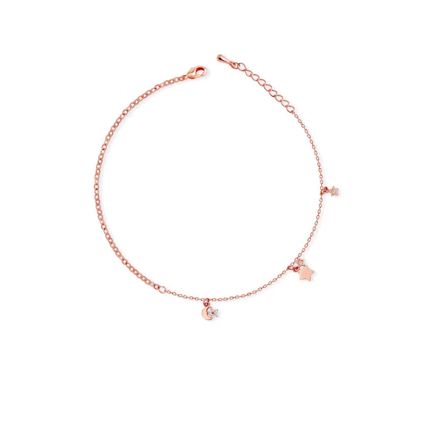 Fashion light luxury s925 sterling silver gold-plated star moon bracelet Female temperament all star moon hand jewelry