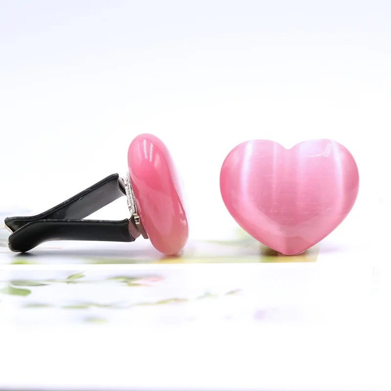 New Charm Heart Shape Air Outlet Decoration Car Interior Accessories Creative Ornament Collection Natural Crystal Stone Jewelry