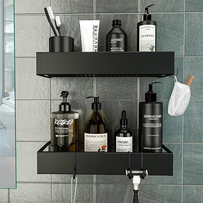 Wall Mounted Stainless Steel Shower Caddy Basket Shelf for Shampoo Adhesive Shower Shelf Storage Organizer