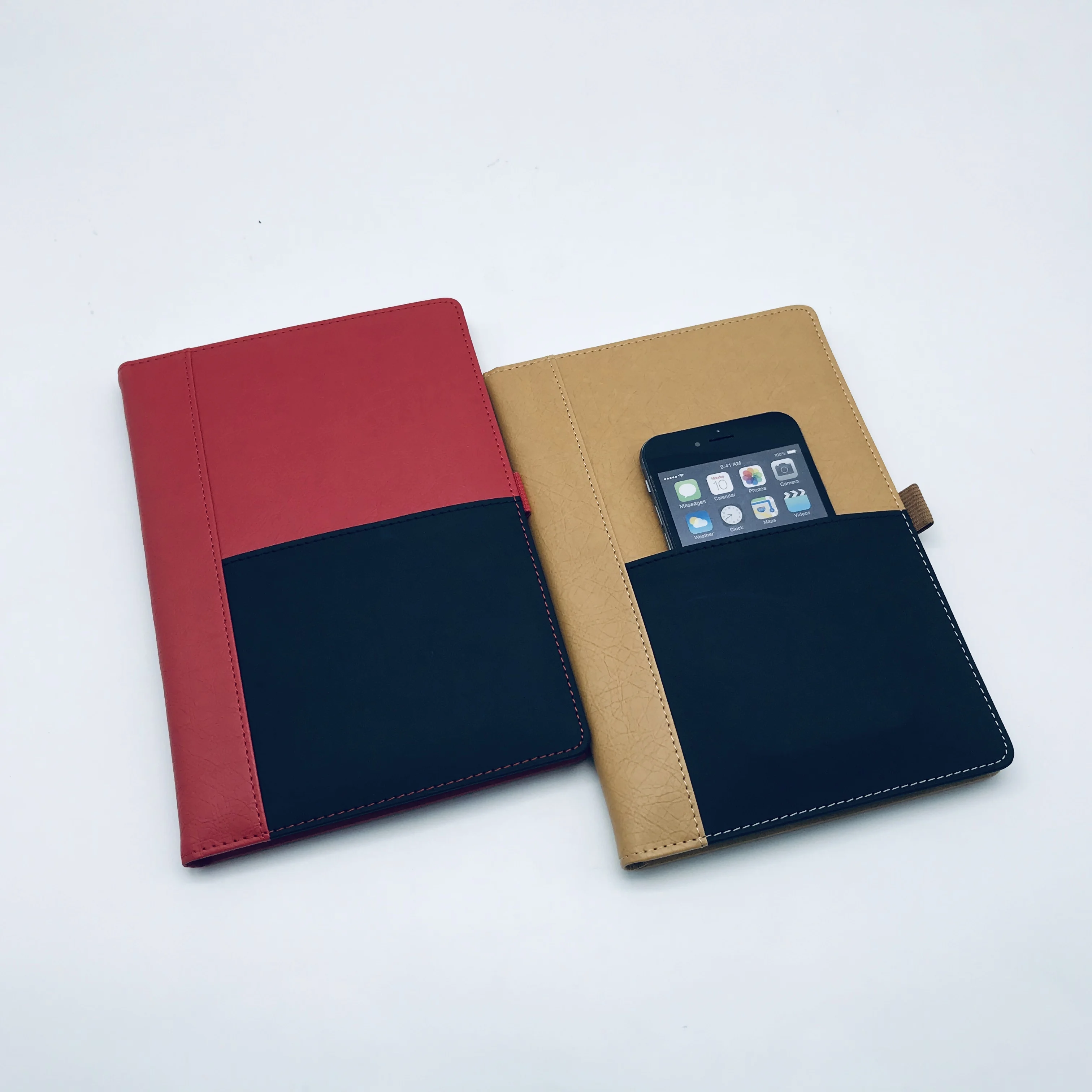 
Monthly Planner Custom White PU with Fly Page and Pocket On cover Notebook 