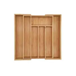 Лидер продаж Amazon, бамбуковый выдвижной ящик-поднос, органайзер и кухонный Регулируемый органайзер для столовых приборов, поднос для посуды, ящик