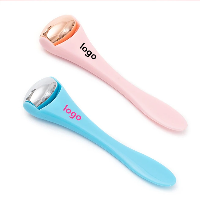 Private label luxurious zinc alloy skincare scoop cosmetics metal face spatula applicator massage spoon with ice roller