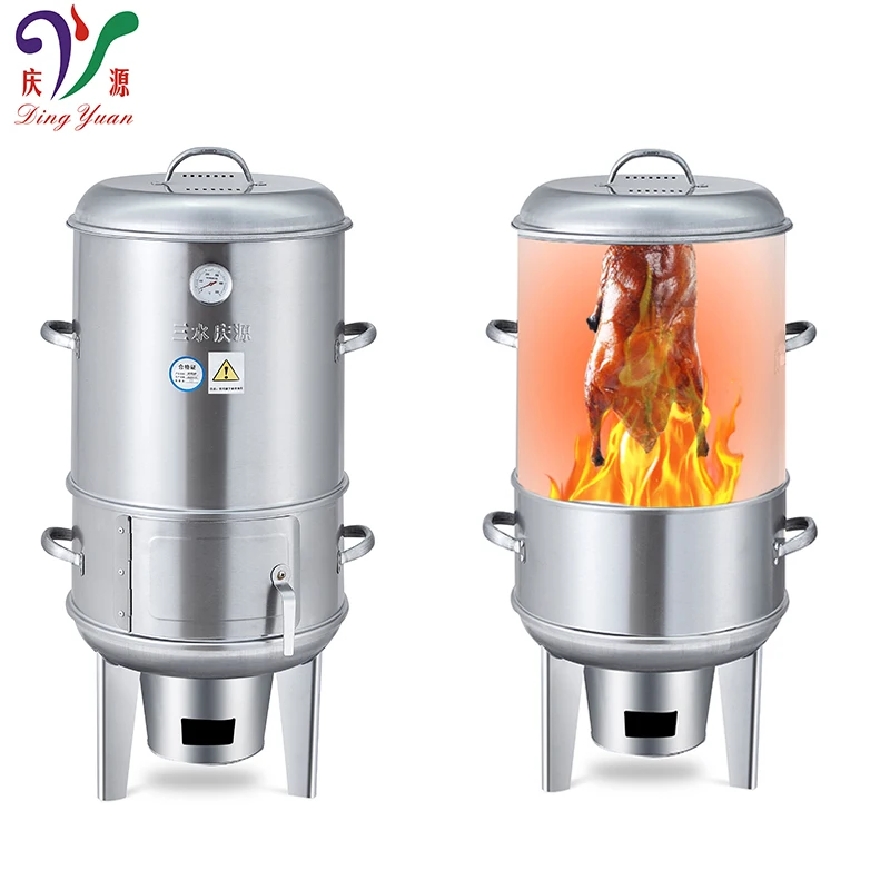 Hot sale stainless steel 3 in 1 Multifunction Barbecue smoker  kitchen equipment charcoal oven