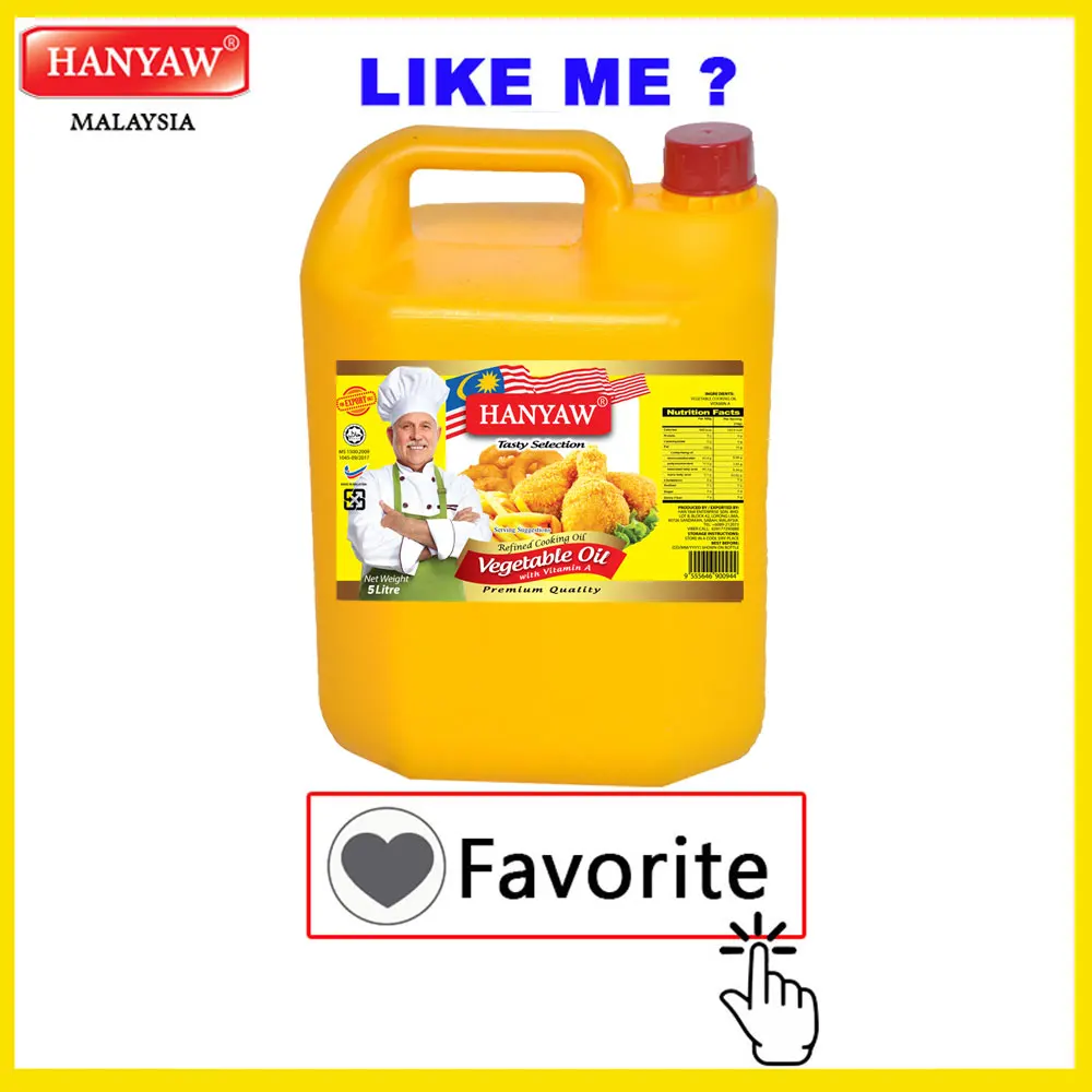 [Malaysia] Fast Shipping + Halal Certified Hanyaw Brand Olein CP8 Palm Oil Vegetable Cooking Oil ( 5 Litre/ Jerry Can )