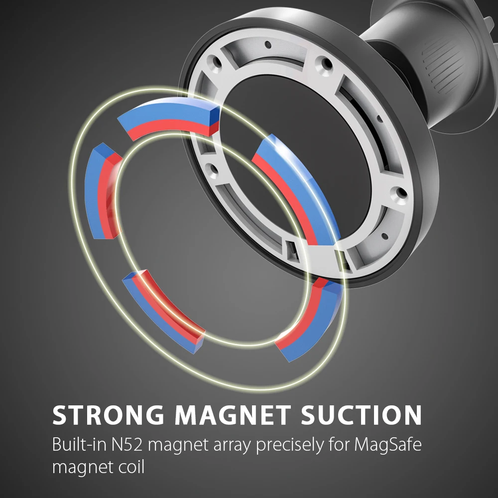 Adjustable bracket magnetic 15W fast wireless charging car phone holder mobile phone holders with charger for car air vent