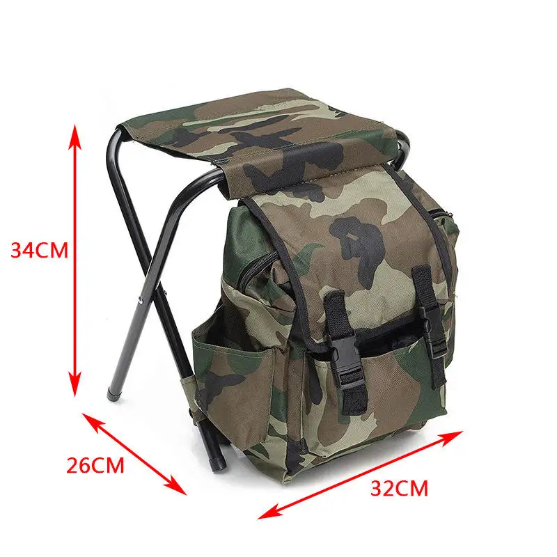 Custom Logo Portable Outdoor Camping Fishing Chair Folding Seat Large Capacity Lightweight Chair Bag with Backpack