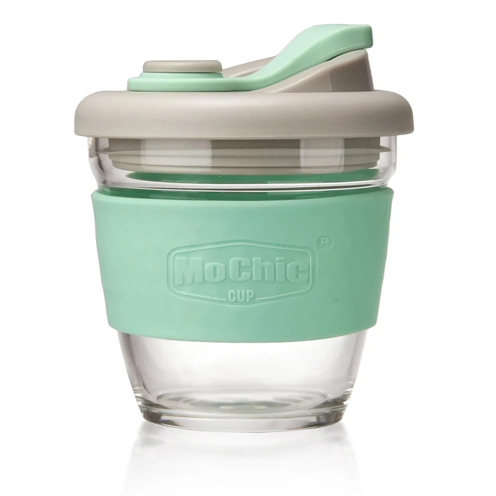 Factory Stock MoChic branded Personalized Sustainable clear coffee mug fruit juice glass cup