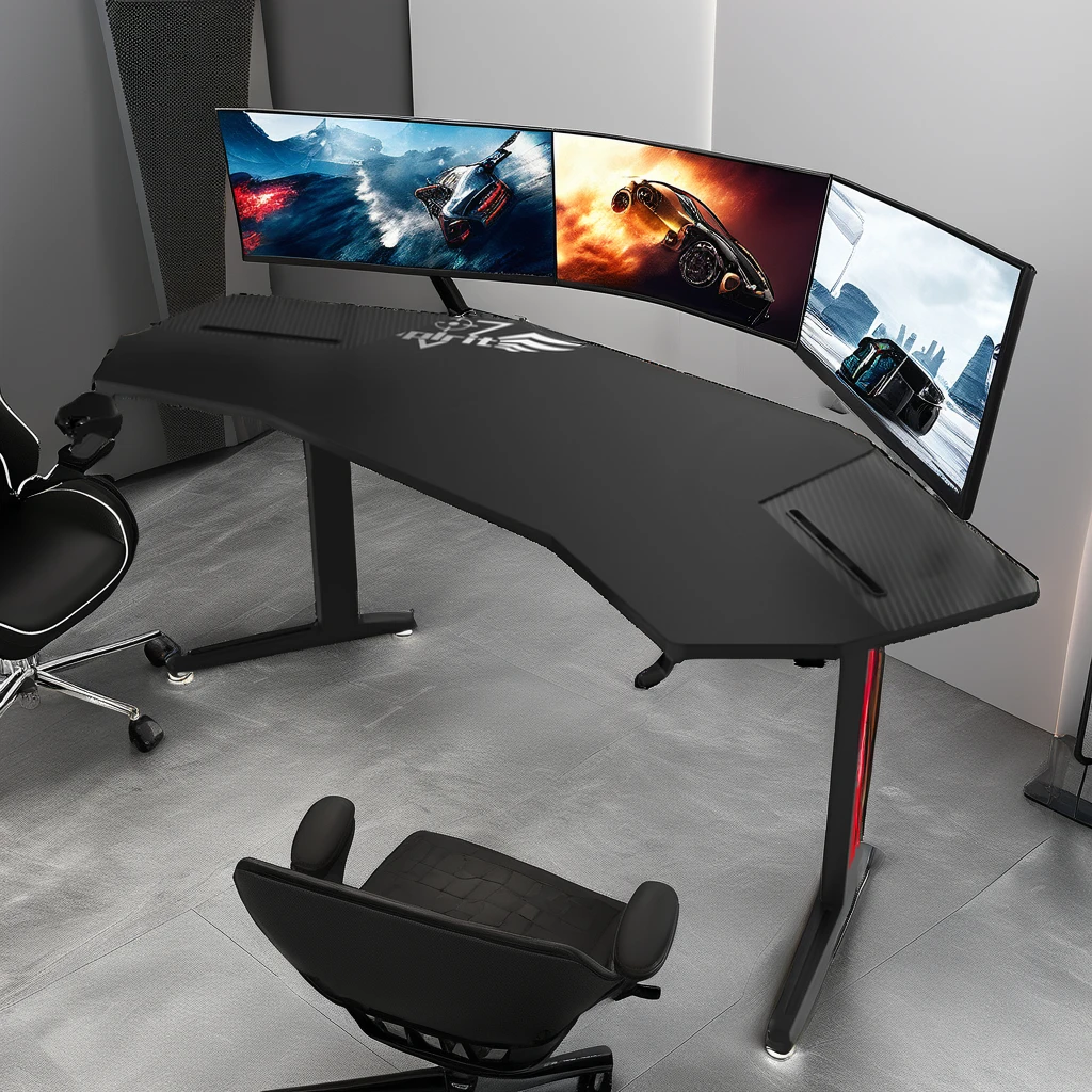 Оптовая Продажа с фабрики, высококачественный пользовательский RGB светодиодный игровой стол 180 см, черный ПК, киберспортивный компьютерный игровой стол