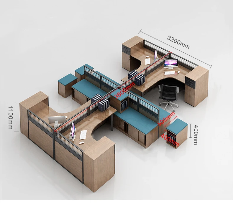 Cubicle desk for office workstation with rest bed 1/2/3/4/6 person wooden office staff workstation desk