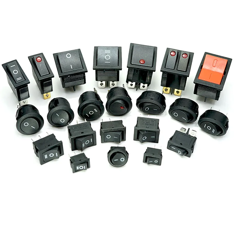 Kcd1 3 Pin Round Car Switch 12V 20A Led Rocker Switch Waterproof Push Button Switch Spst Red,Yellow,Blue,Green Lighting