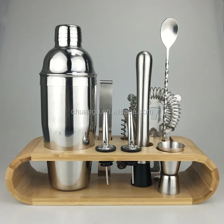 
Amazon hot 10-piece Stainless Steel Cocktail Shaker Bar Set 