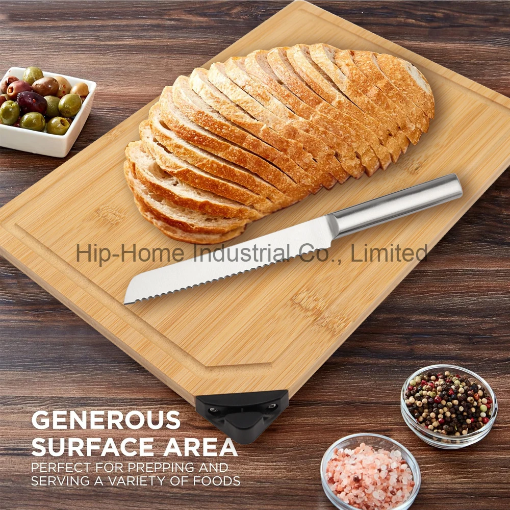 KITCHENCARE Natural Bamboo Chopping Block Kitchen Bamboo Cutting Board with Knife Sharpener