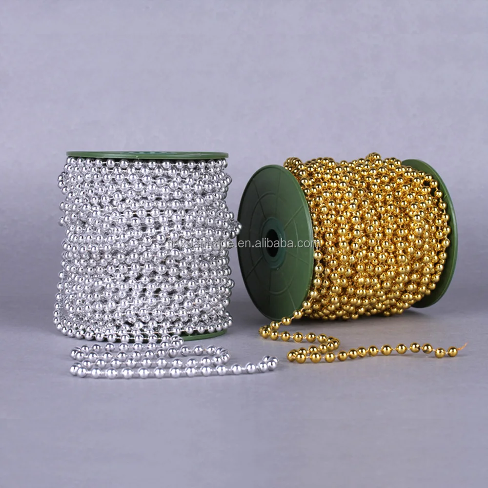 Factory Christmas Tree Hanging Beads Gold Silver 6mm Plate Beads Sell by strand 25m