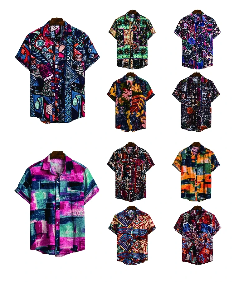 
China Factory Wholesale Eco-Friendly Flower Leaf Mens Hawaiian Beach Wear Floral Shirts For Men 
