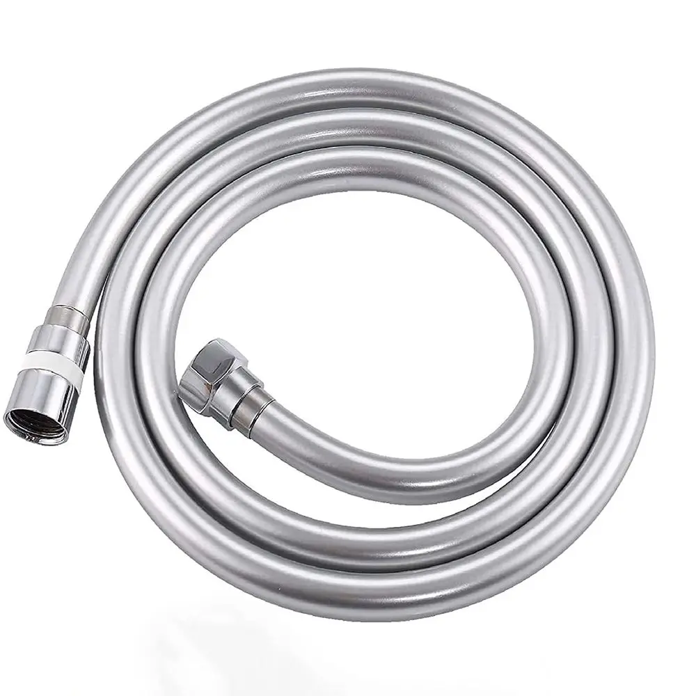 Pvc High Pressure 1.5m Thickening Anti-winding For Bath Handheld Shower Head Smooth Flexible Silver Shower Hose