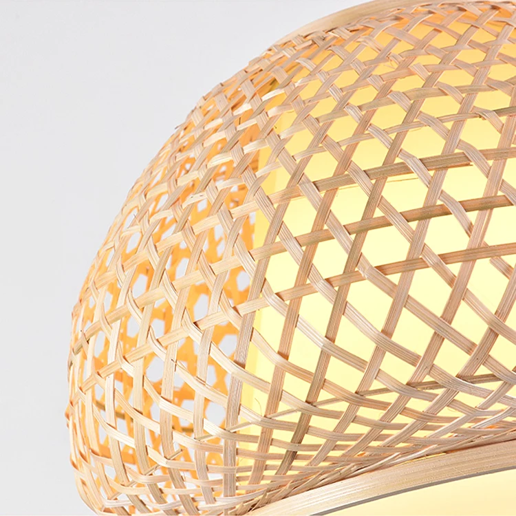 Wholesale Handmade Wicker Hanging Lamps Rattan Art Pendant Light Chandeliers Kitchen Island Mimbre Lampara Bamboo Weave Lamp